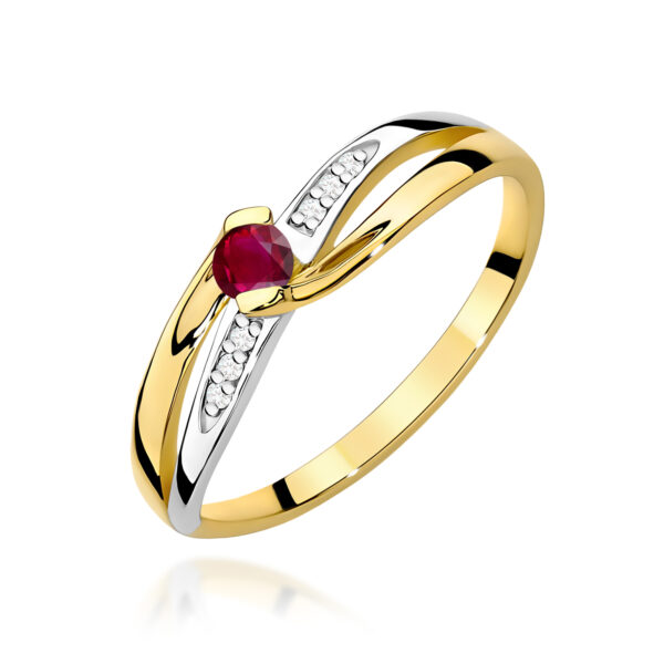 Pierścionek Rubin 0,15ct żółte złoto