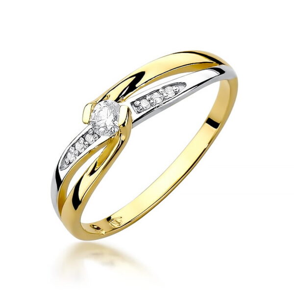 Pierścionek Diament 0,10ct Żółte złoto 375