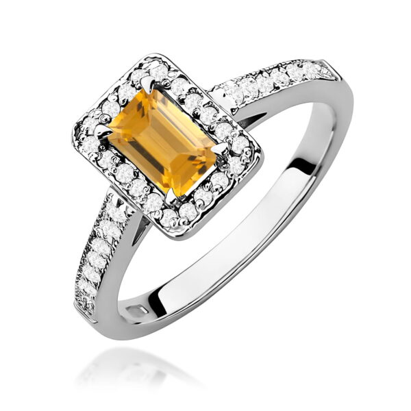 Pierścionek Cytryn 0,60ct białe złoto