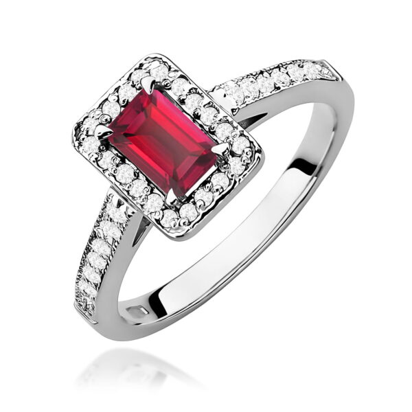 Pierścionek Rubin 0,80ct białe złoto 375