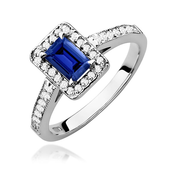 Pierścionek Szafir 0,60ct białe złoto 375