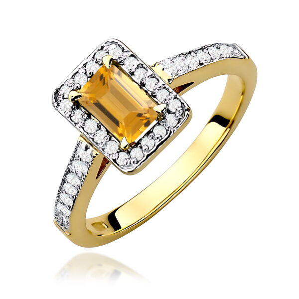 Pierścionek Cytryn 0,60ct żółte złoto 375