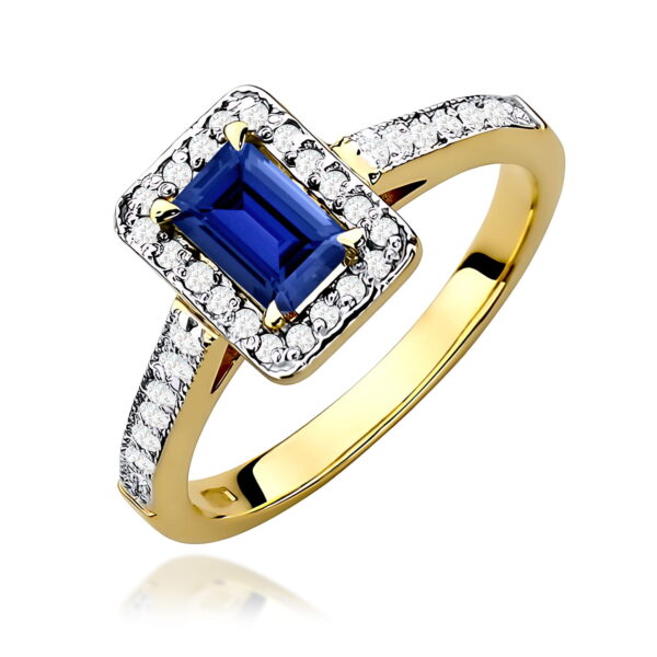 Pierścionek Szafir 0,60ct żółte złoto 375