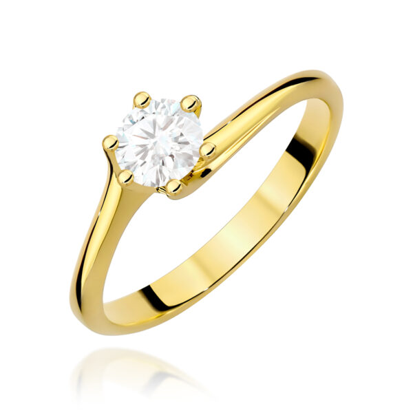 Pierścionek Diament 0,50ct żółte złoto 375