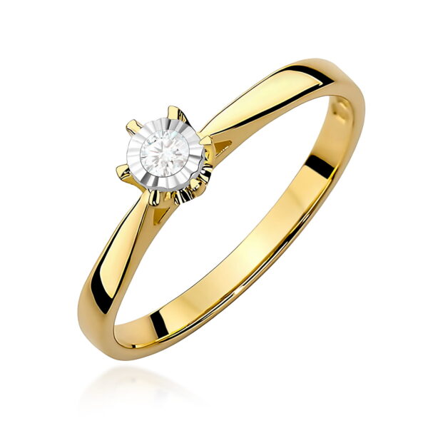 Pierścionek Diament 0,05ct żółte złoto