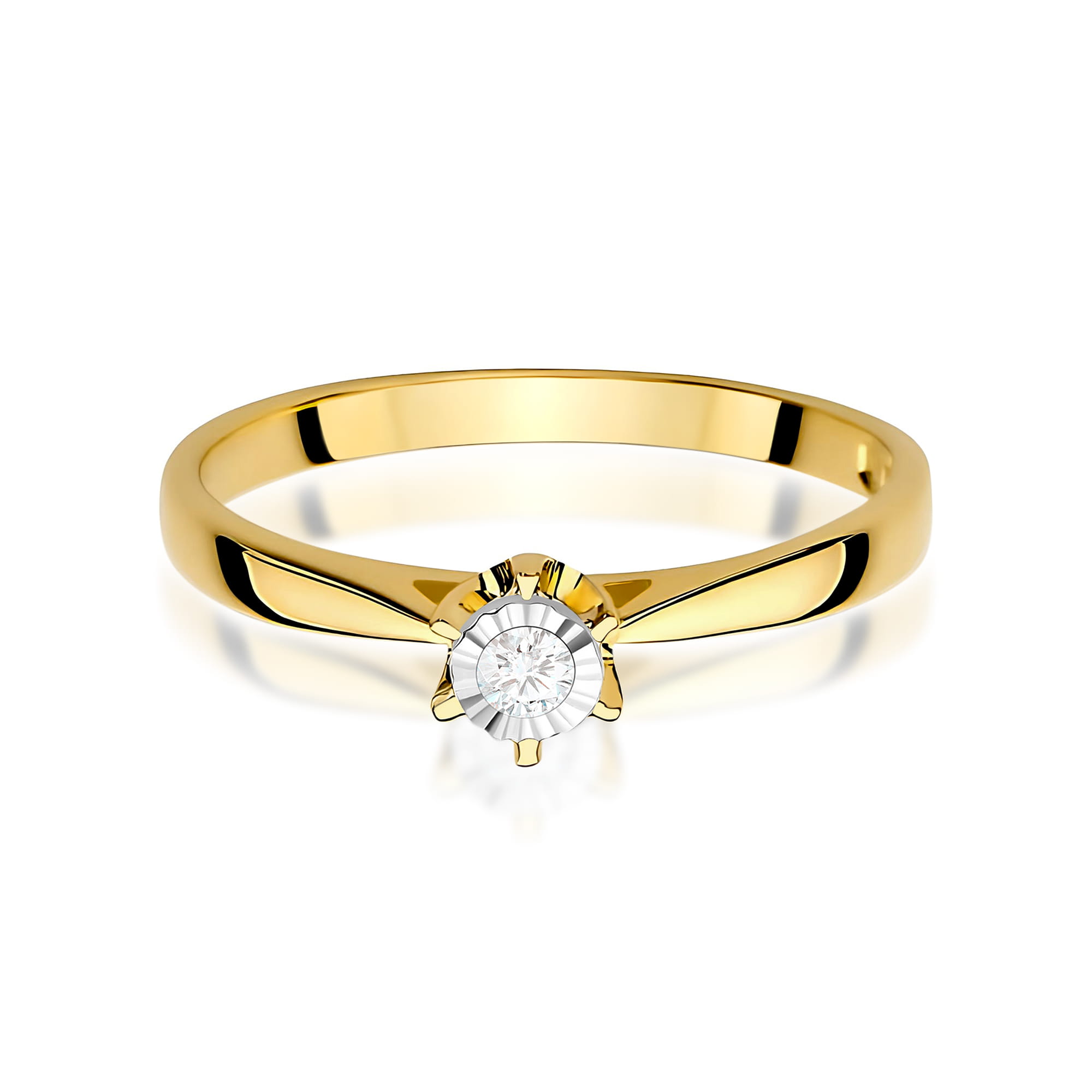 Pierścionek Diament 0,05ct żółte złoto 375 - obrazek 2