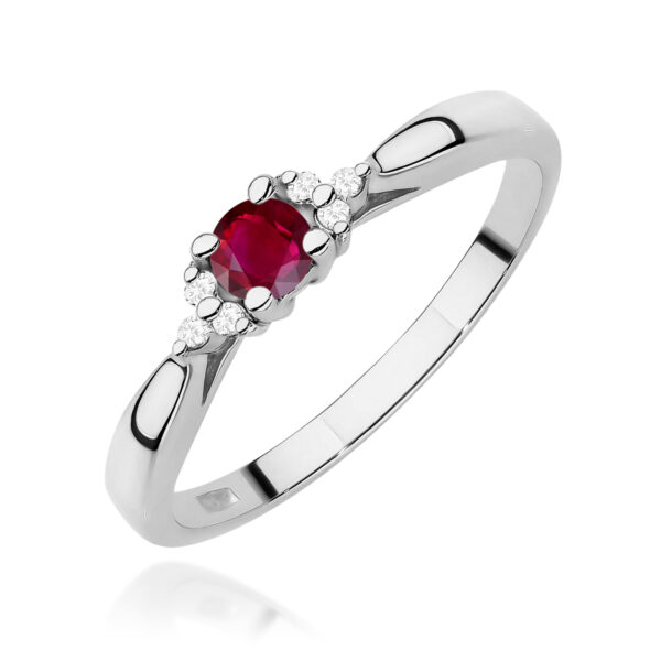 Pierścionek Rubin 0,15ct białe złoto