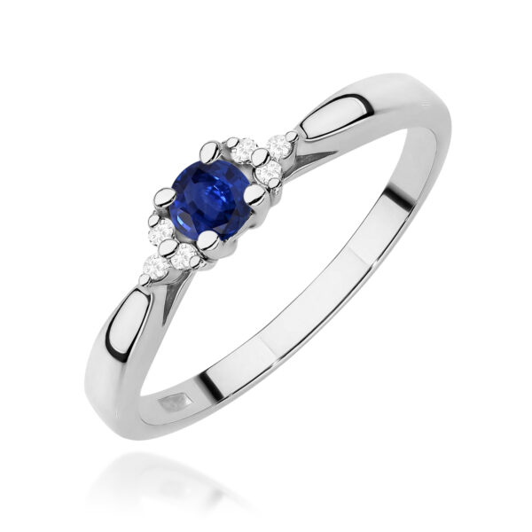Pierścionek Szafir 0,15ct białe złoto 375