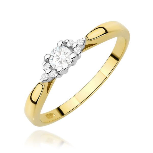 Pierścionek Diament 0,10ct żółte złoto