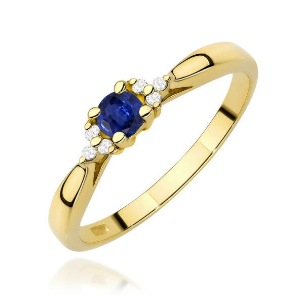 Pierścionek Szafir 0,15ct żółte złoto
