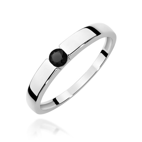 Pierścionek Czarny Diament 0,12ct białe złoto