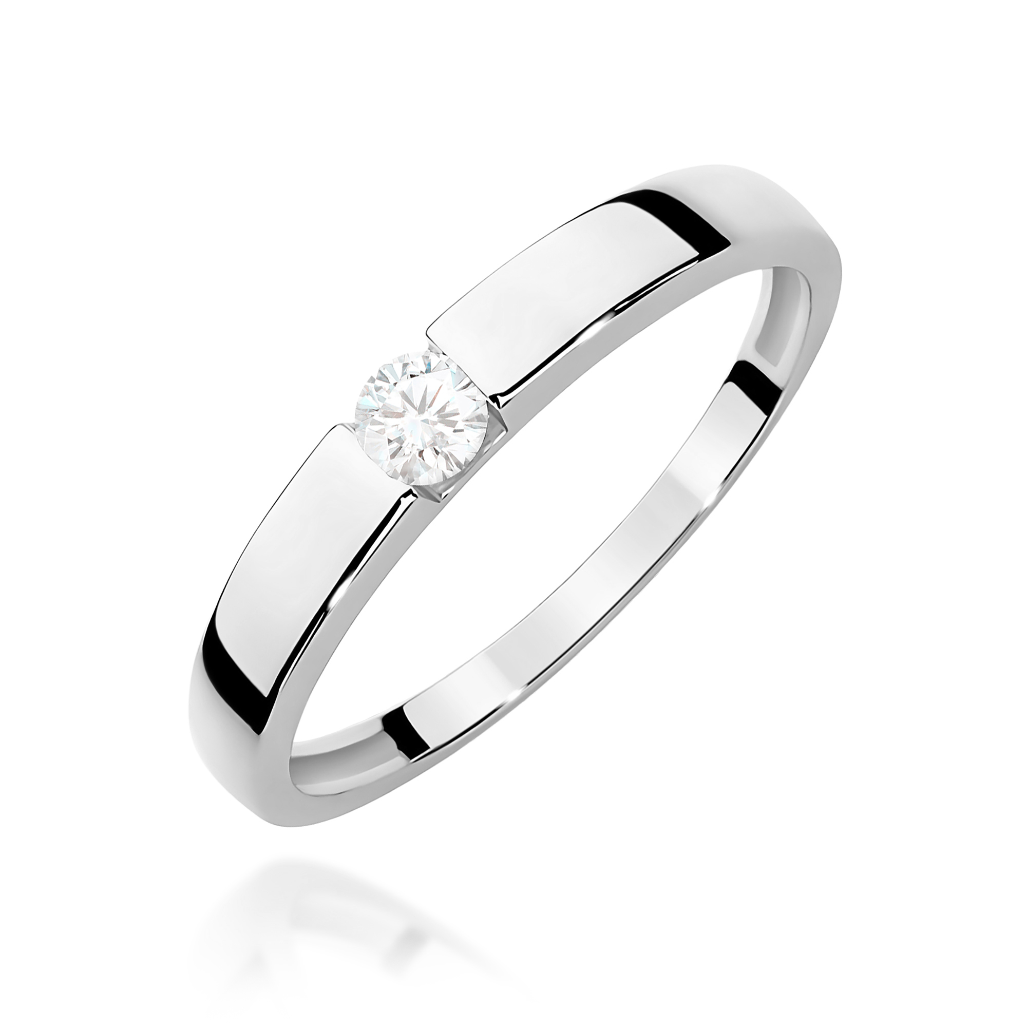 Pierścionek Diament 0,12ct białe złoto 375
