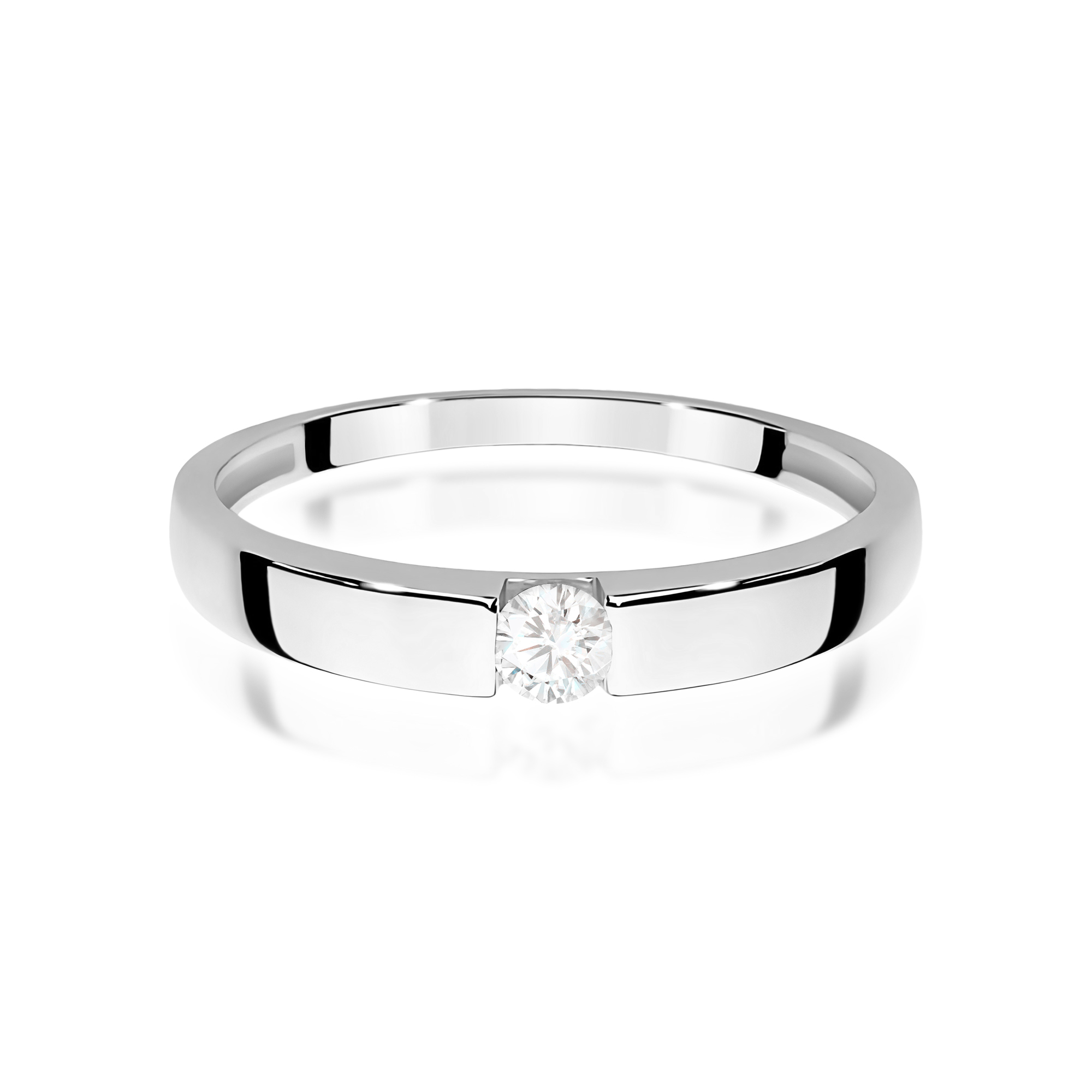 Pierścionek Diament 0,12ct białe złoto 375 - obrazek 2