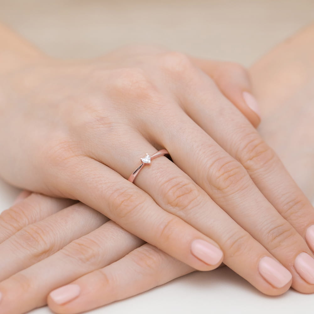 Pierścionek Diament 0,10ct różowe złoto - obrazek 4