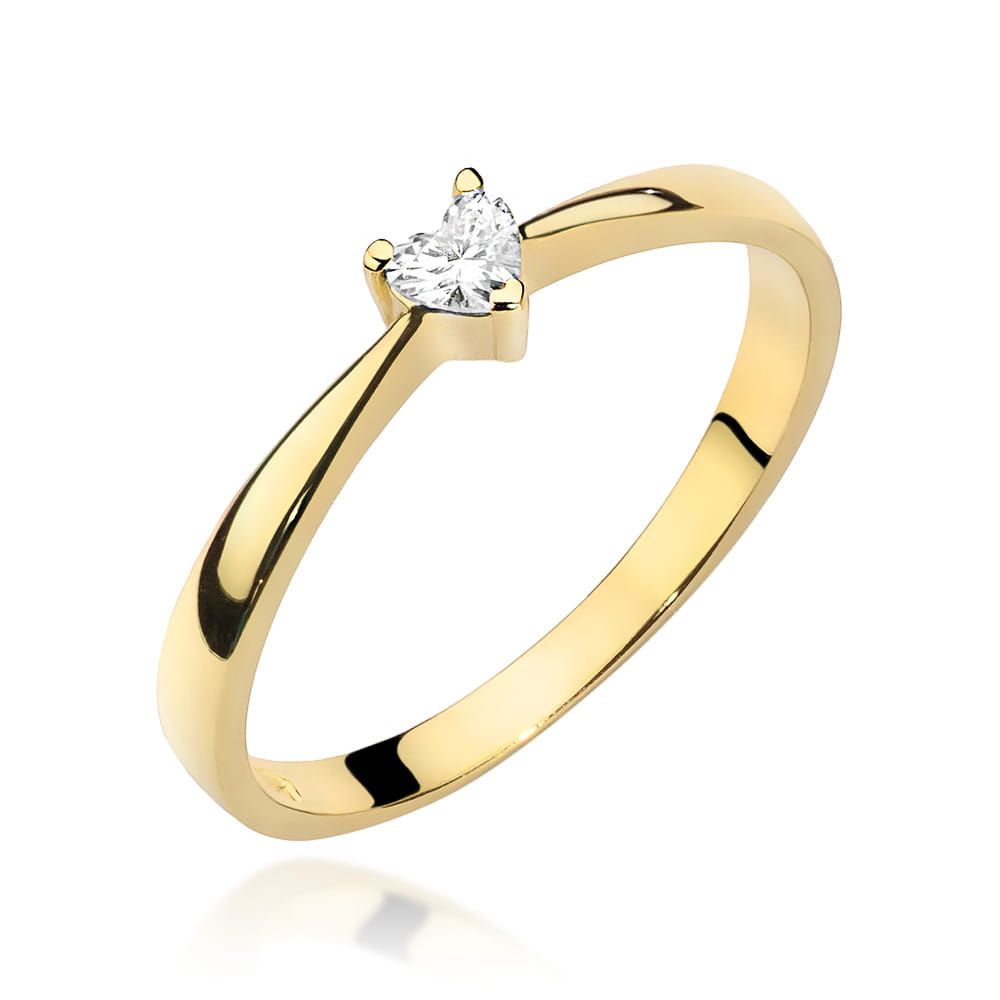 Pierścionek Diament 0,10ct żółte złoto