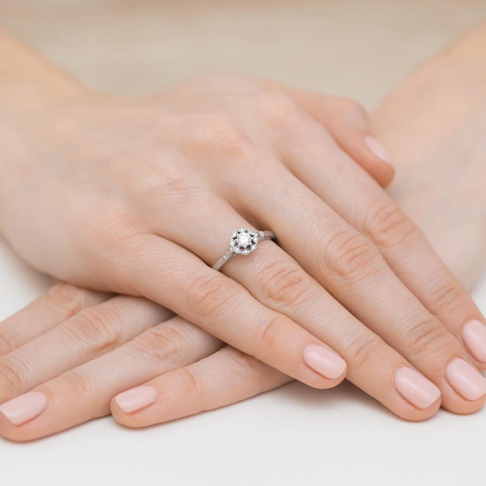 Pierścionek Diament 0,23ct białe złoto 375 - obrazek 4