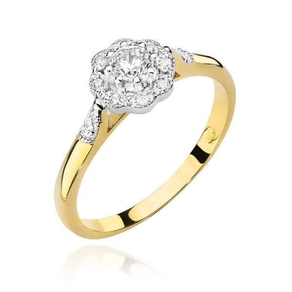 Pierścionek Diament 0,23ct żółte złoto 375