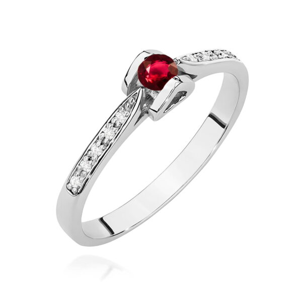 Pierścionek Rubin 0,15ct białe złoto