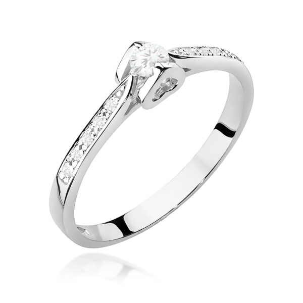 Pierścionek Diament 0,10ct białe złoto 375