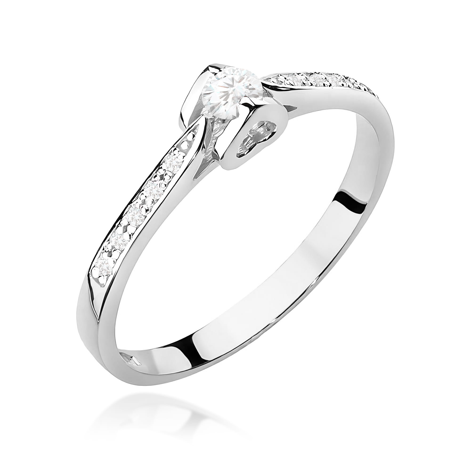Pierścionek Diament 0,10ct białe złoto 375