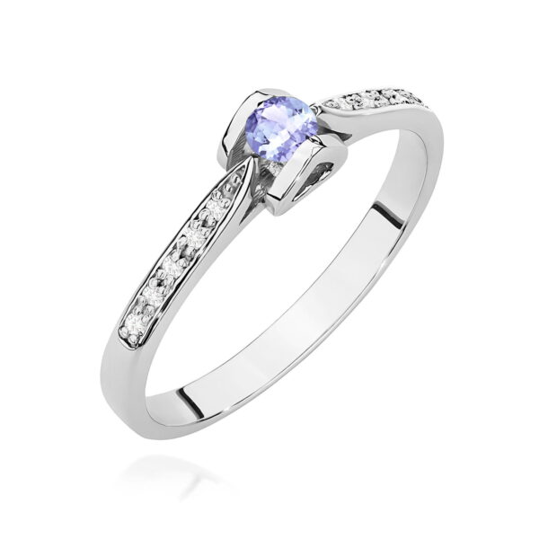 Pierścionek Tanzanit 0,15ct białe złoto 375