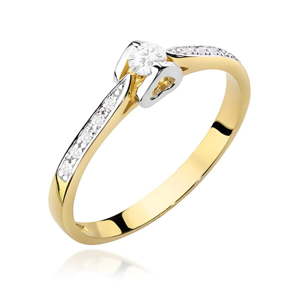 Pierścionek Diament 0,10ct żółte złoto