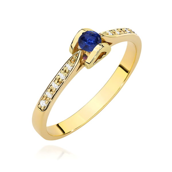 Pierścionek Szafir 0,15ct żółte złoto