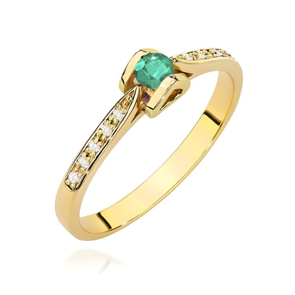 Pierścionek Szmaragd 0,15ct żółte złoto 375