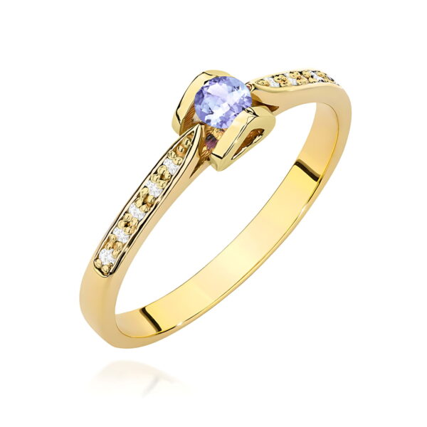 Pierścionek Tanzanit 0,15ct żółte złoto 375