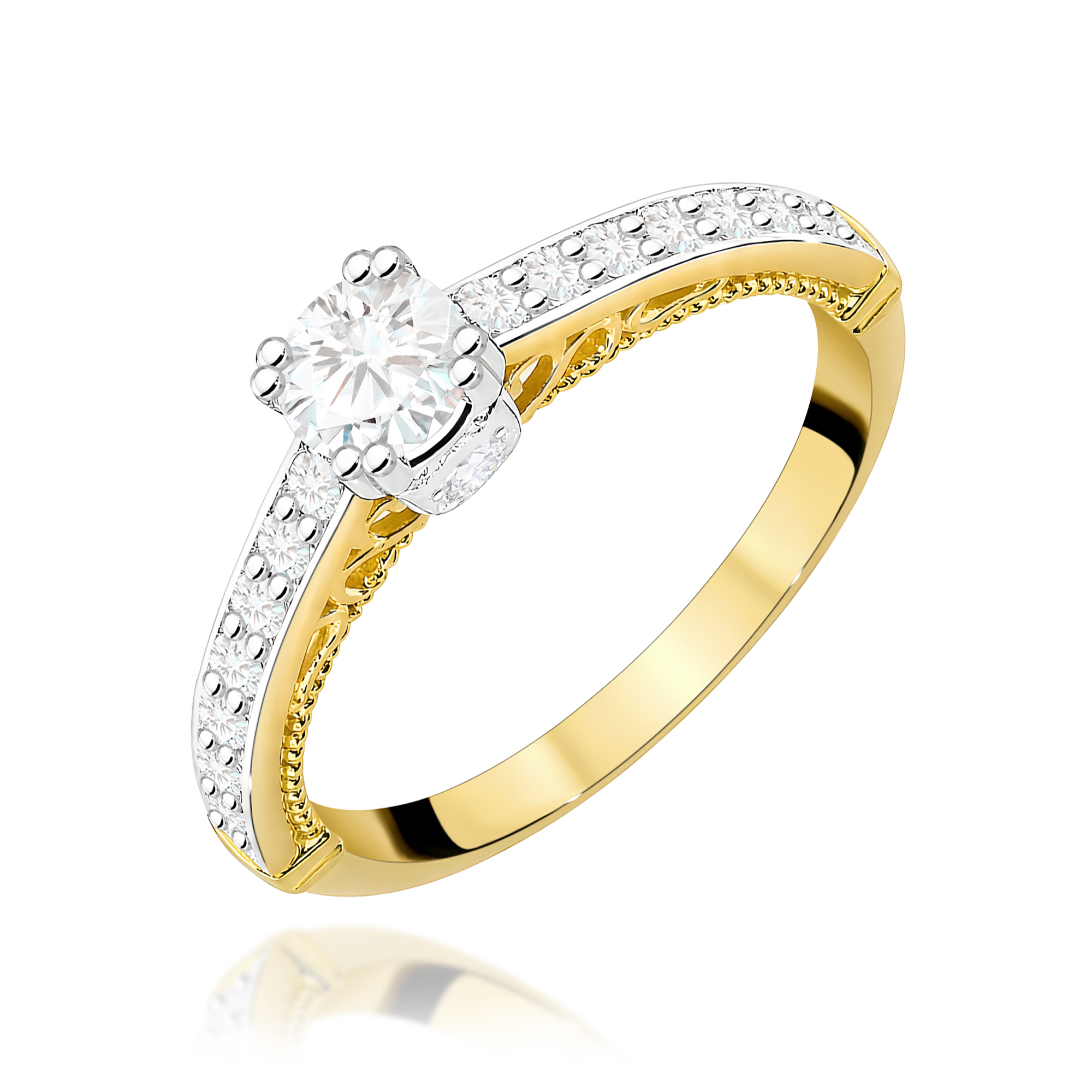 Pierścionek Diament 0,30ct żółte złoto 375