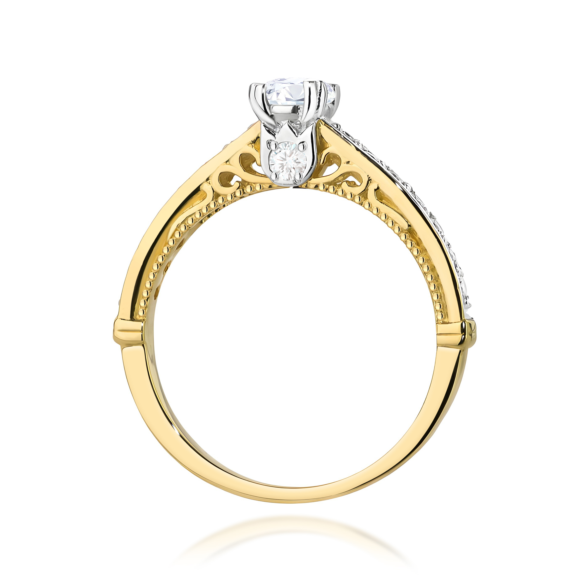 Pierścionek Diament 0,30ct żółte złoto 375 - obrazek 3