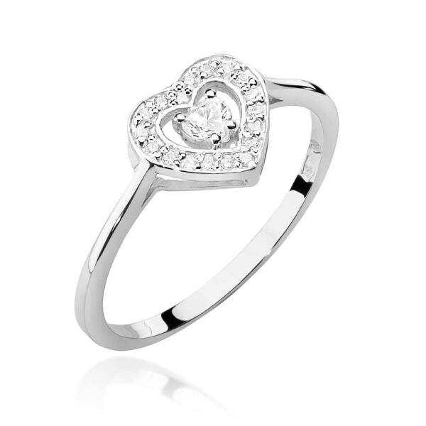 Pierścionek Diament 0,10ct białe złoto 375