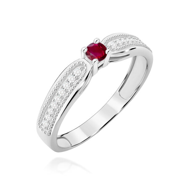 Pierścionek Rubin 0,15ct białe złoto