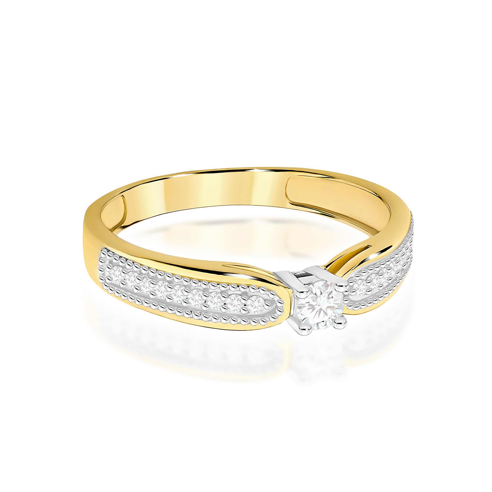 Pierścionek Diament 0,08ct żółte złoto - obrazek 2