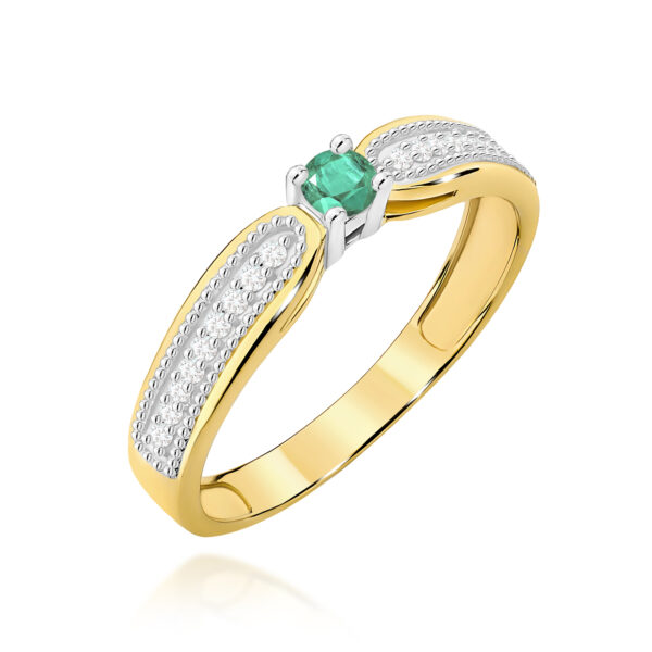 Pierścionek Szmaragd 0,15ct żółte złoto