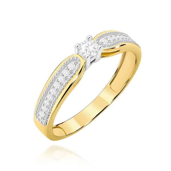 Pierścionek Diament 0,08ct żółte złoto 375