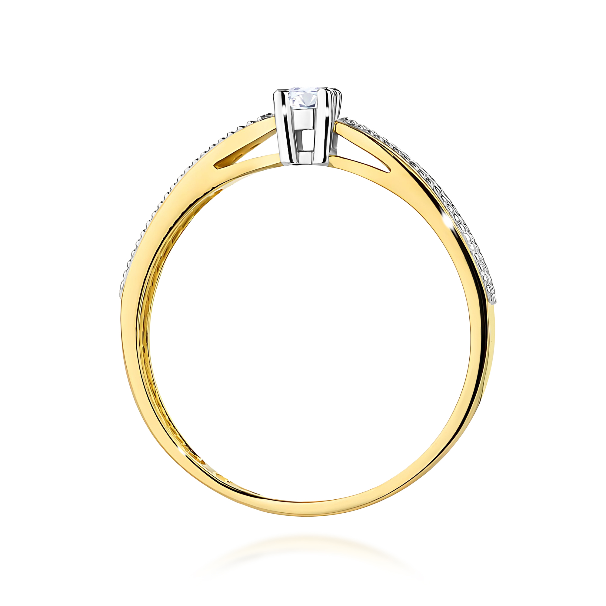 Pierścionek Diament 0,08ct żółte złoto 375 - obrazek 3