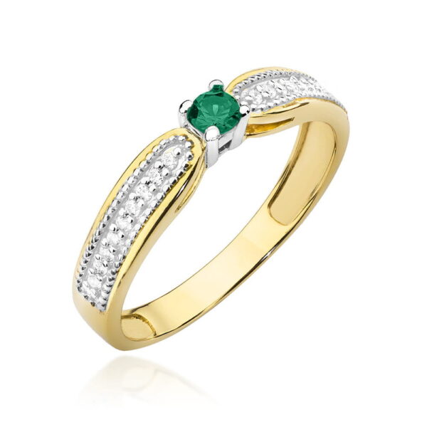 Pierścionek Szmaragd 0,15ct żółte złoto 375