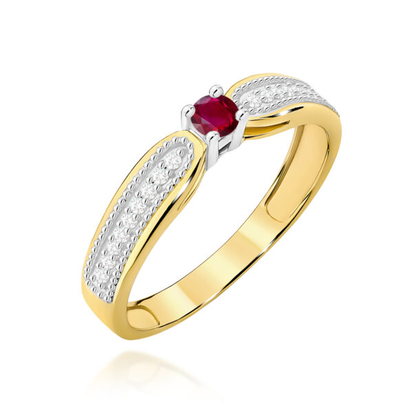 Pierścionek Rubin 0,15ct żółte złoto 375