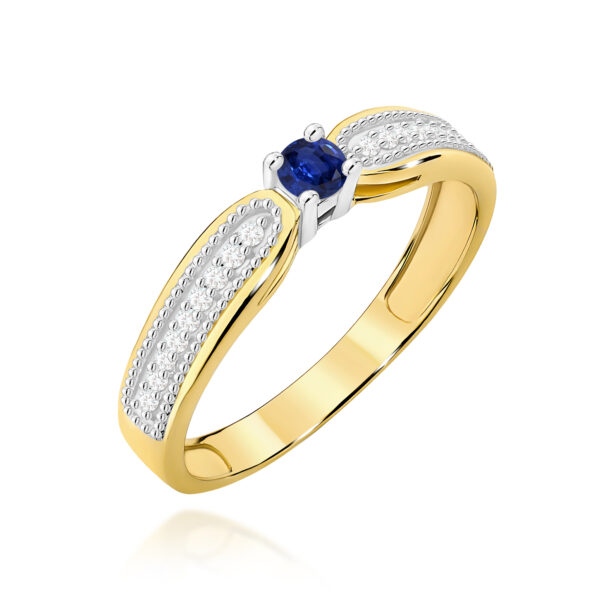 Pierścionek Szafir 0,15ct żółte złoto 375