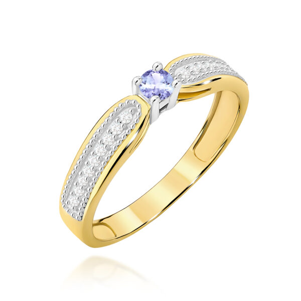 Pierścionek Tanzanit 0,15ct żółte złoto 375