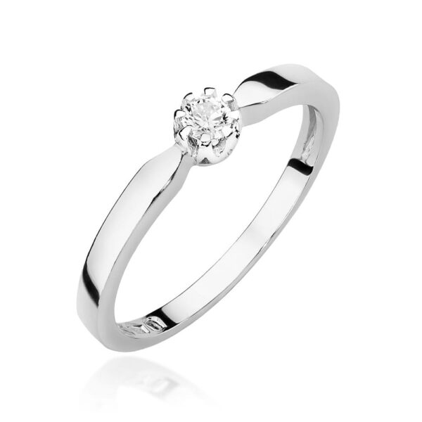Pierścionek Diament 0,08ct białe złoto 375