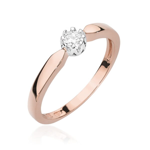 Pierścionek Diament 0,15ct różowe złoto