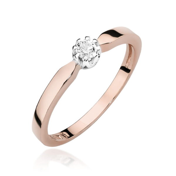 Pierścionek Diament 0,08ct różowe złoto