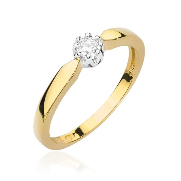 Pierścionek Diament 0,15ct żółte złoto