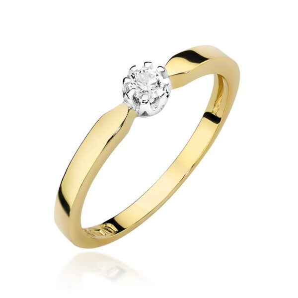 Pierścionek Diament 0,10ct Żółte złoto 375