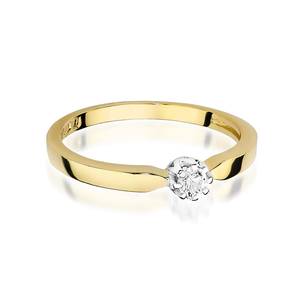 Pierścionek Diament 0,08ct żółte złoto 375 - obrazek 2