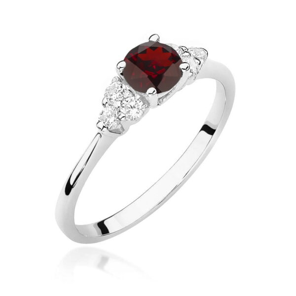 Pierścionek Granat 0,60ct białe złoto