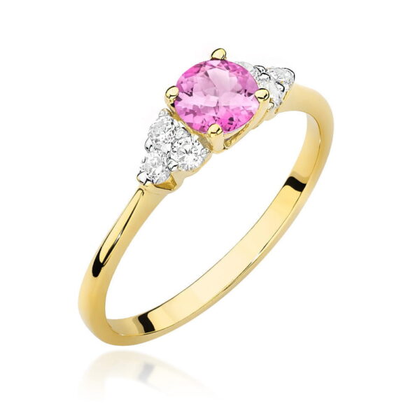 Pierścionek Topaz Różowy 0,60ct żółte złoto