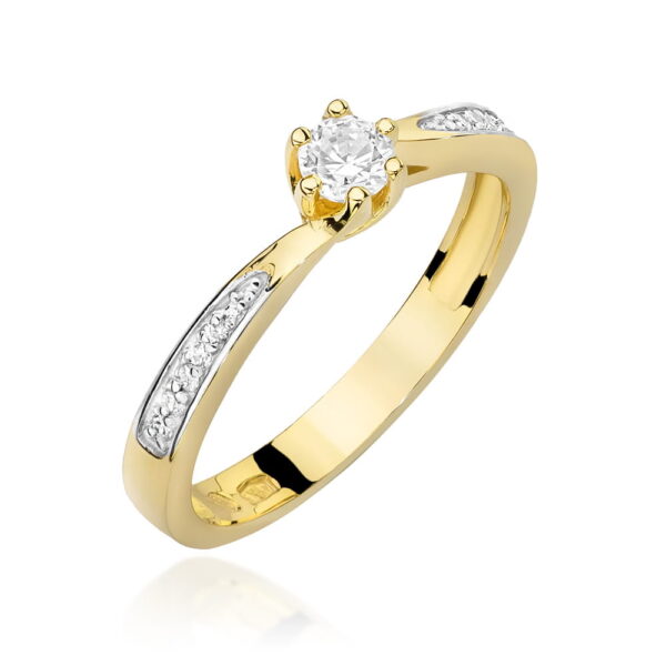 Pierścionek Diament 0,15ct żółte złoto 375